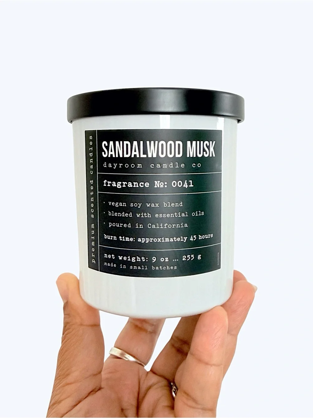 Leoben Company Sandalwood Musk Scented Candle - Black and White
